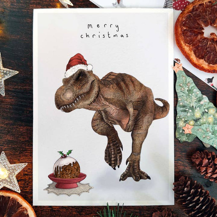 Karte T-Rex Weihnachten