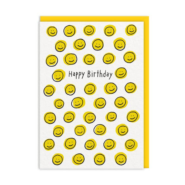 Karte alles Gute zum Geburtstag gelber Smiley