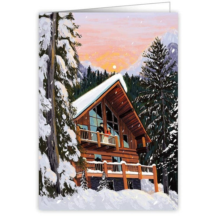 Kartenpaar im schneebedeckten Balkon