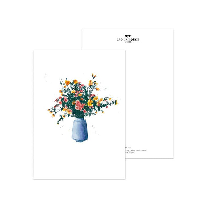 Postkarte Blue Flower Vase | Ein Umschlag
